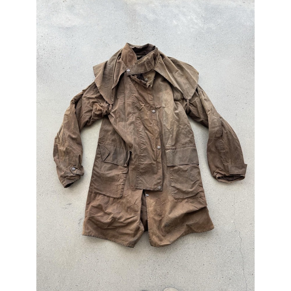 DrizaBone Coat Mens Size 6 L Brown Oiled Cotton Short Riding Rain Outback Duster